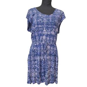 ⭐️NWOT Lucky Brand Purple & Navy Blue Abstract Dress Sz L